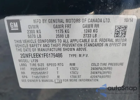 2015 Chevrolet Equinox Ls from USA, damaged, VIN 2GNFLEEK1F6179486
